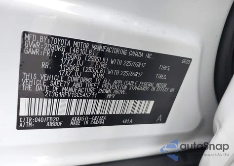 2025 Toyota Rav4 Le z USA, uszkodzony, nr VIN 2T3G1RFV1SC545711